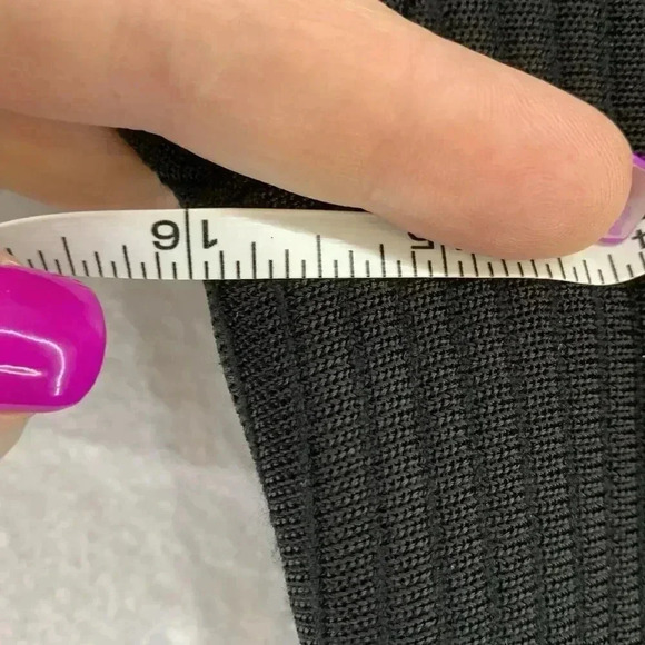 Milly Black Short Sleeve Fit & Flare Fringe Detail Ribbed Dress Zip Back Size P - Picture 11 of 11